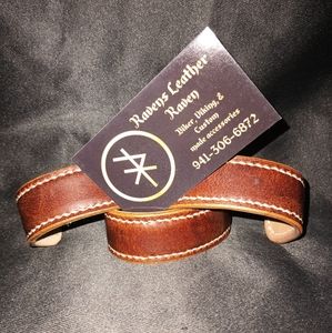 100% Real Leather Wrist Cuff, Stainless Steel core